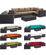 Outdoor Patio Pool Rattan Sectional Sofa Chair Coffee Table Set 7 Color ... - £1,993.79 GBP+