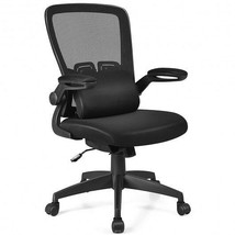 Ergonomic Desk Chair with Lumbar Support and Flip up Armrest-Black - Color: Bla - £100.14 GBP
