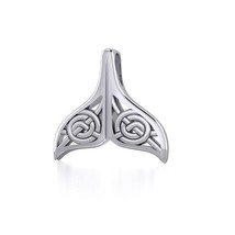 Jewelry Trends Celtic Spiral Whale Tail Silver Pendant Necklace 18&quot; - £53.81 GBP