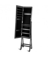 LED Jewelry Cabinet Armoire Organizer with Bevel Edge Mirror-Black - Col... - $200.00 CAD
