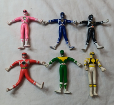 Vintage Lot of 6 Bendy Wire Ranger Figures - Mighty Morphin&#39; Power Rangers 1990s - £10.27 GBP