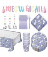 Sassy Caticorn Dessert Party Pack - Unicorn Cat Paper Plates, Napkins, Cups, For - £28.18 GBP