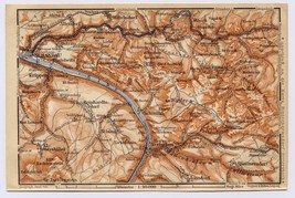 1910 Original Antique Map Of Saxon Switzerland Bad Schandau Saxony Germany - $24.71