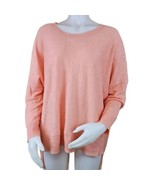 Eileen Fisher Linen Sweater Womens L Peach Orange Boat Neck Step Hem Tunic - $35.42 CAD
