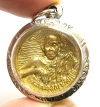 Lp Koon Brass Coin Thai Buddha Miracle Lucky Pendant Amulet Multiply Money Rich - £38.80 GBP