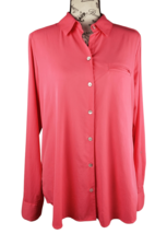 FOXCROFT Coral Sun Protection UPF-50 Roll Tab Sleeve Button Up Shirt Women Sz 10 - £31.30 GBP