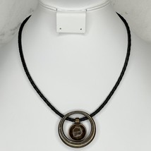 Chico&#39;s Vintage Black Braided Cord with Boho Pendant Silver Tone Necklace - £13.30 GBP