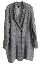 NWT $398 Eileen Fisher Tweed Coat Large 14 16 Organic Cotton Blend Notch Collar - £134.32 GBP