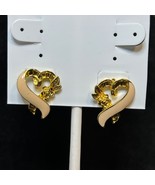 Vintage Avon Gold Tone And Pale Pink Enamel Heart Clip On Earrings (3769) - $15.00