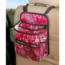 Backseat Car Organizer Pink Paisley Zippered Pocket Mesh Storage Compart... - $15.86