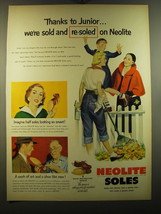 1950 Goodyear Neolite Soles Ad - Thanks to Junior.. We're sold and re-soled - $18.49