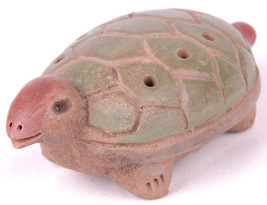 Turtle Ocarina Flute-Painted Effigy-Hand Made/Painted-6&quot; Long-Vintage Music - £51.28 GBP