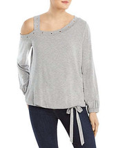 Single Thread Womens Grommet Cold Shoulder Pullover Top Gray, Small - £21.79 GBP