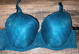 XOXO ~ Women&#39;s Gentle Lift Bra Teal Blue Lace Padded Underwire Nylon Blend ~ 40C - $22.02