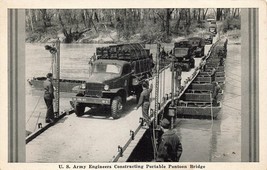 US Army Engineers Constructing Portable Pontoon Bridge Postcard N7 - £11.10 GBP