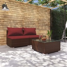  Garden Lounge Set Brown PE rattan Medium - $7,509.04 MXN