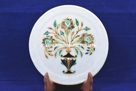7&quot; Marble Serving Plate Pietradura Collectible Inlay Kitchen Gift Decor ... - $115.96