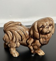 Vintage Pekingese Dog Ceramic Figurine Statue Brown - £19.02 GBP