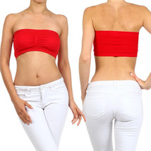 1 Womens Padded Bandeau Tube Crop Top Strapless Bra Removable Pads Stret... - £14.15 GBP