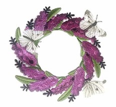 Custom and Unique (Lavender and Butterfly Wreath) Blooms Flower Embroide... - £20.12 GBP