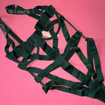 NWT Victoria&#39;s Secret L Teddy GREEN strappy crystallized banded logo SHI... - $98.99