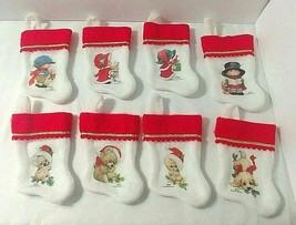 Vintage Mini Christmas Stockings Lot 8 Koala Cat Dog Bear Boy Girl 6&quot; Morehead - £40.63 GBP