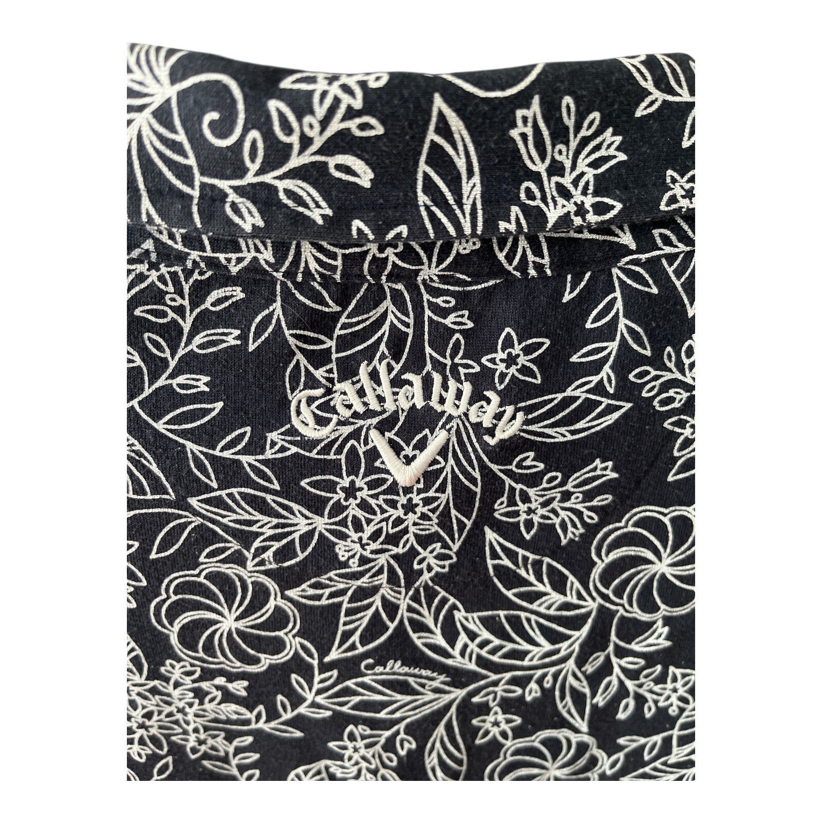 Callaway Men’s 3L Black Quick-Dry Golf Shirt Floral Print Cotton Blend Item image 4