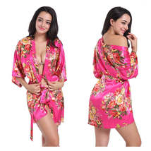 Women Floral Kimono Robe Satin Bridal Dressing Gown Bride Bridesmaid Robes Sleep - £36.80 GBP