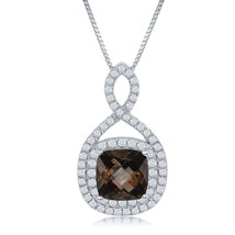 0.8ct White Topaz Square with Center 3.15ctw Smokey Quartz Necklace - £132.89 GBP