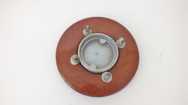 Nautical Ships Desk Ash Tray ~ 6&quot; Diameter ~ Boat Looks galvanized &amp; Chrome Wood - £6.87 GBP