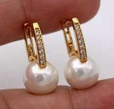 14K Yellow Gold Clip Earrings for Women Gemstone Wedding Engagement 925 Silver F - £17.20 GBP