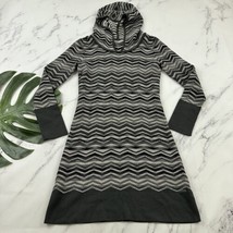Prana Womens Sweater Knit Dress Size M Gray Taupe Stripe Hooded Long Sleeve - £26.86 GBP