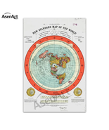 Flat Earth Map Scroll Canvas Poster Gleason&#39;s Map of the World with Hang... - £6.70 GBP+