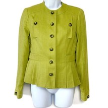 Carlisle Jacket Coat Button Front Green Pleated Formal Vintage 100% Silk Size 0 - £43.96 GBP