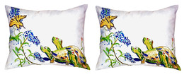 Pair of Betsy Drake Turtles &amp; Butterfly No Cord Pillows 16 Inch X 20 Inch - £63.31 GBP