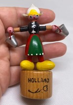 Vintage Wooden Girl Holland Push Puppet Toys - $281.47 MXN