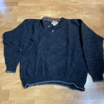 Vintage Woolrich Mens Sweater Gray Wool XL 1/4 Button Original Outdoorwear - £17.85 GBP