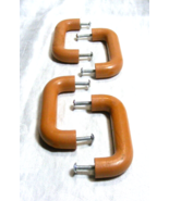 Vintage Lot of 4 Wooden Drawer Handles Tan Orange Color 18-d - €21,10 EUR