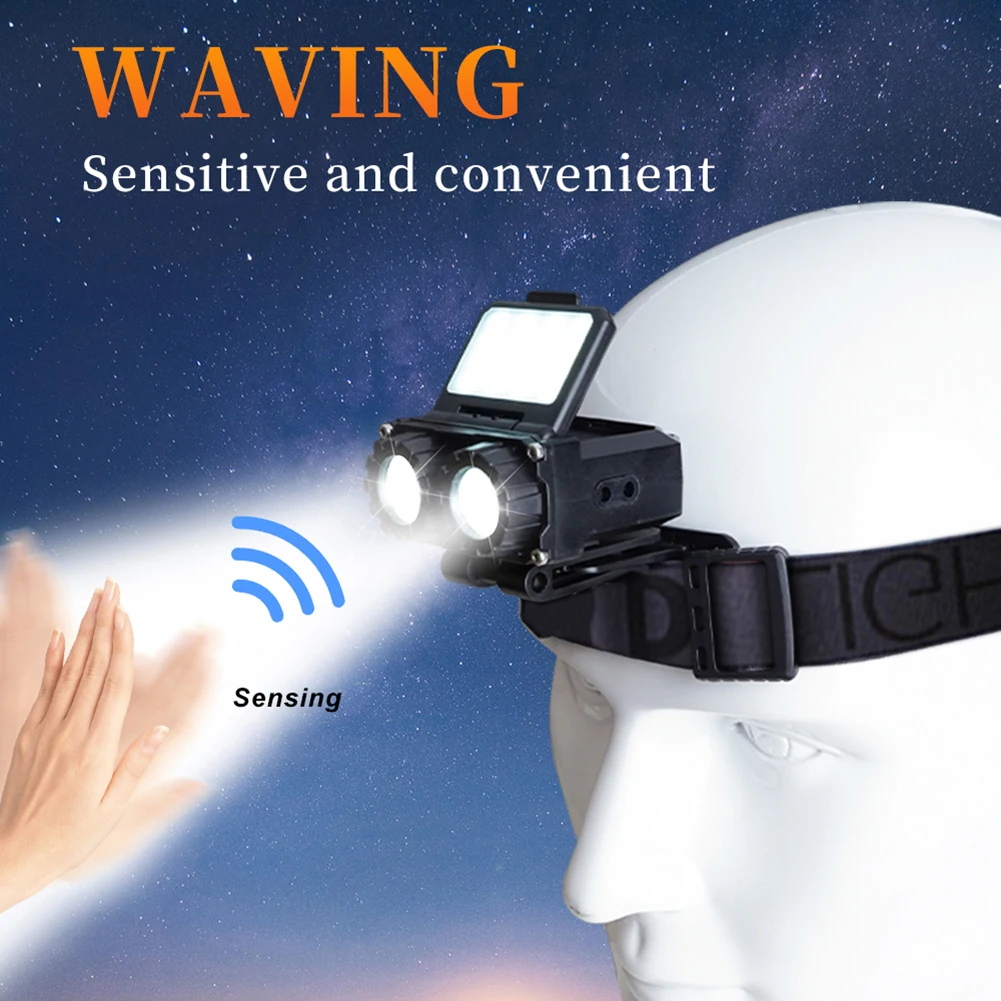 Mini Flashlight Smart Head Lamp Type C Rechargeable Motion Sensor Smart Head - £14.77 GBP+