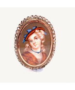 Georgian Rose Diamond 18K Silver Portrait Pin Miniature Portrait Brooch ... - €1.807,37 EUR