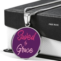 Christian Saved By Grace Circle Necklace Stainless Steel or 18k Gold 18-22&quot; - £34.13 GBP+