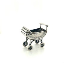 Vintage Sterling Signed 925 Victorian Baby Stroller Crib Pram Miniature ... - $1,130.76 MXN