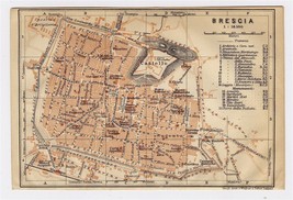 1913 Original Antique City Map Of Brescia / Lombardy / Italy - £17.48 GBP