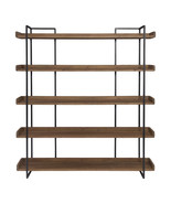 76&quot; Brown and Black Metal and Wood Five Tier Bookcase - $2,193.91 CAD