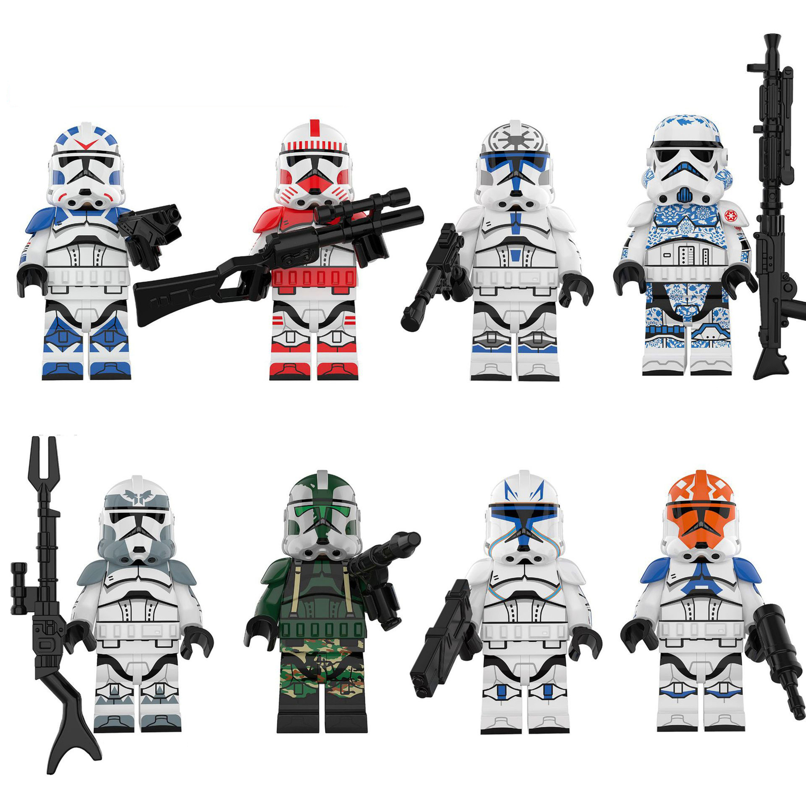 8Pcs Star Wars Clone Troppers Minifigures Commander Gree Stormtrooper Mi... - $21.89
