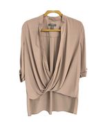 Lisa Rinna Collection QVC Womens Draped Blouse Top S Beige Polyester - €14,83 EUR