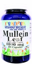 1000mg Mullein Leaf 200 Capsules Verbascum Thapsus Herbal Dietary Supple... - $17.90