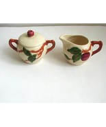 Vintage Franciscan Red Apple Earthenware Creamer &amp; Lidded Sugar Bowl Mad... - $14.99
