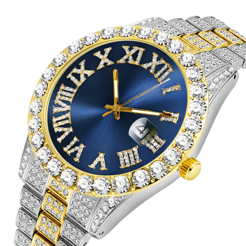 Iced Out Watch Men   Full  Mens  AAA CZ Men&#39;s Watch Waterproof Hip Hop Male Cloc - £55.48 GBP