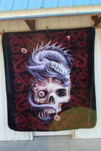 Anne Stokes Oriental Dragon Skull Gothic Fantasy Queen Size Blanket Bedspread - £47.30 GBP